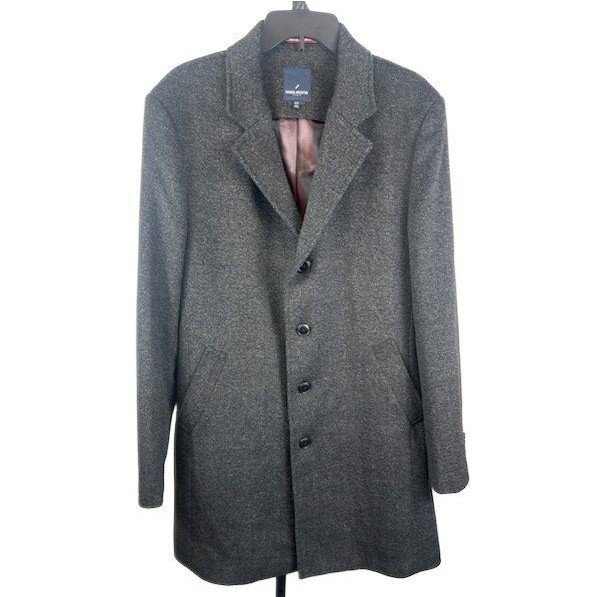 Daniel Hechter Paris Mens Gray Wool Blend Overcoat Classic Coat Size 42L - Image 2