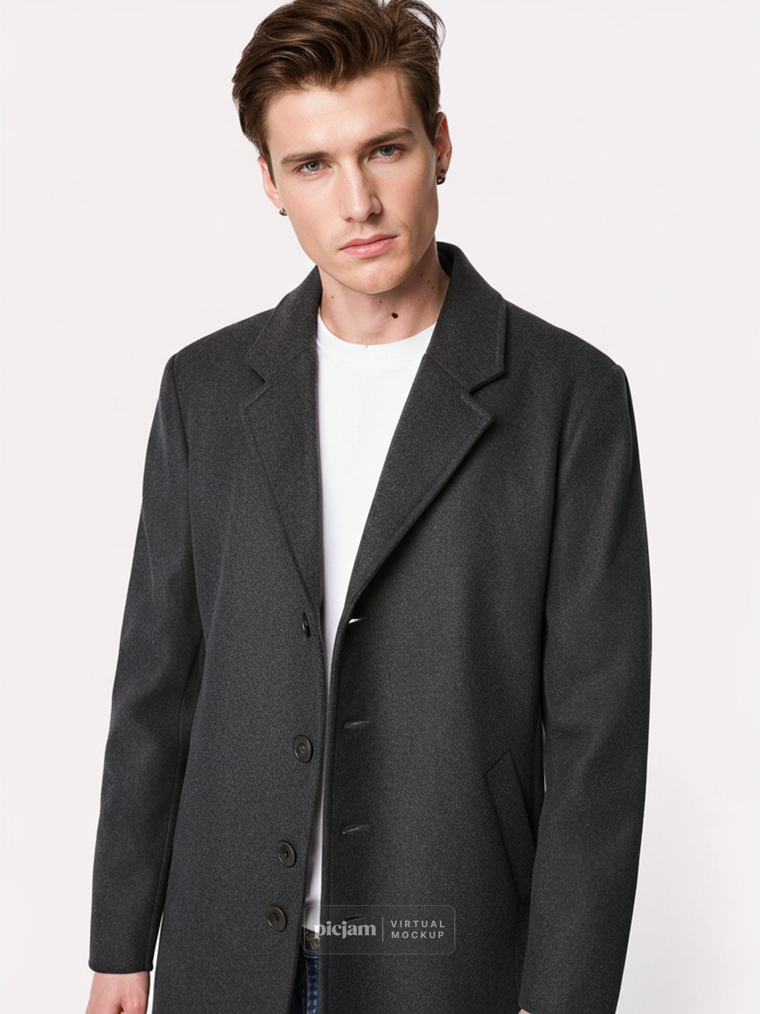 Daniel Hechter Paris Mens Gray Wool Blend Overcoat Classic Coat Size 42L